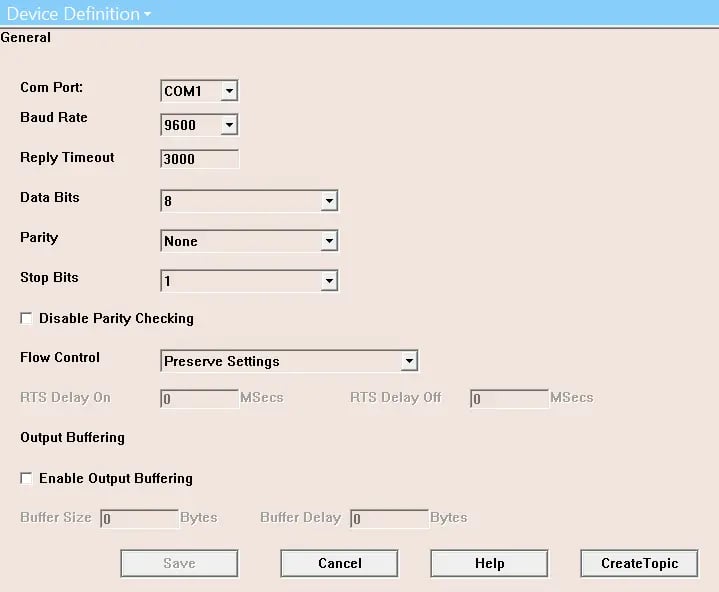 OmniServer Serial Properties