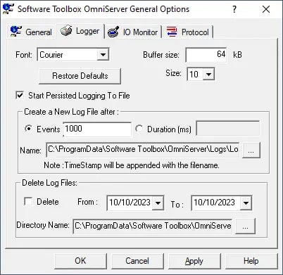 OmniServer Logger Options