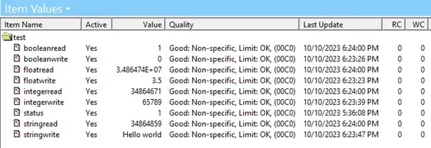 OmniServer Item Values