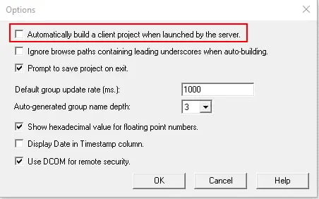 TOP Server Quick Client Options