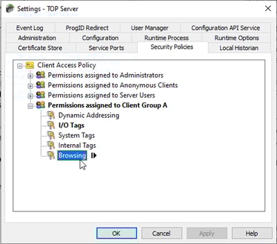 Screenshot - Security Policies - Client Access Policies