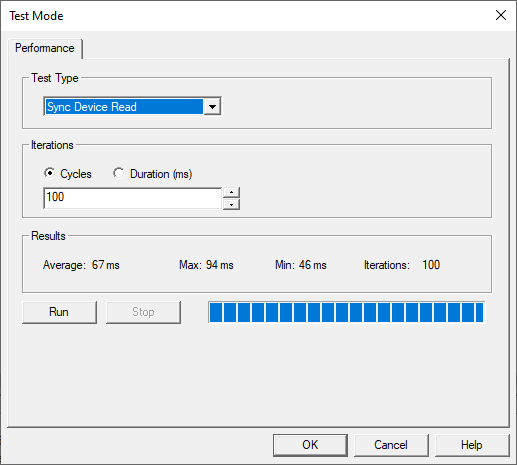 Screenshot - Performance Testing in OPC Quick Client