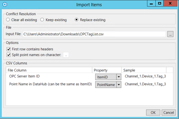 Datahub-Configuration-Import-OPC-DA