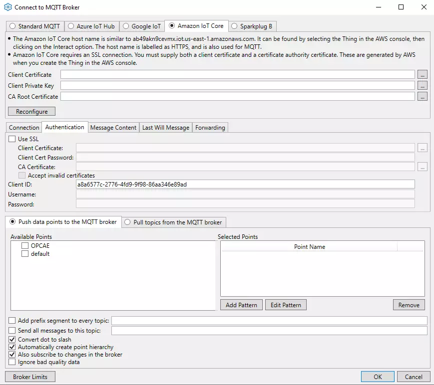 DataHub-Amazon-Iot-Authentication-Tab