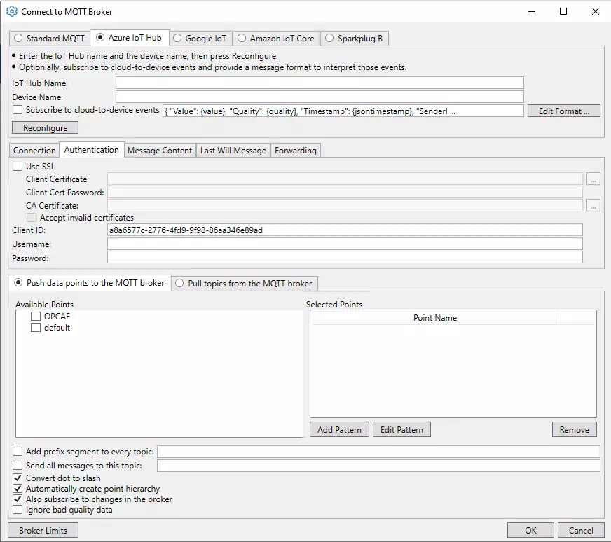 Datahub-Azure-Iot-Authentication-Tab