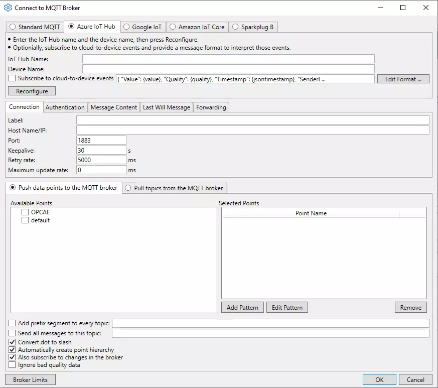 Datahub-Azure-Iot-Connection-Tab