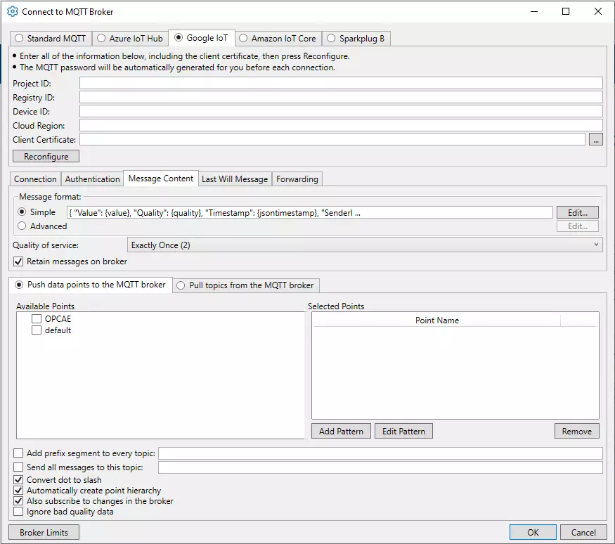 Datahub-Google-Iot-Message-Tab