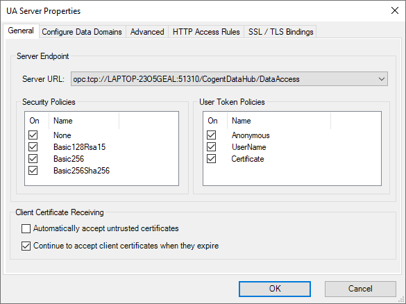 DataHub-UA-Server-Properties