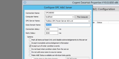 Converting between OPC AE and UA A&C with DataHub