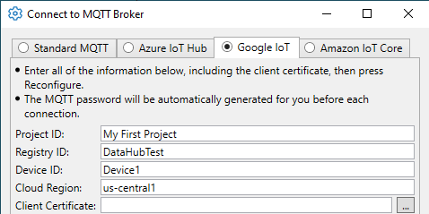 MQTT Pub/Sub to Google Cloud IoT Core with Cogent DataHub