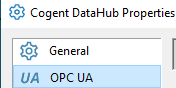 Screenshot - Cogent DataHub OPC UA Client & Server Settings