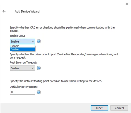 Screenshot Contrex Serial Float Precision