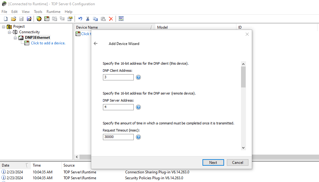 TOP Server DNP3 Ethernet Driver Configuration