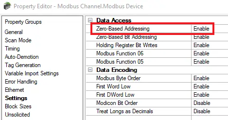 TOP Server Zero-Based Setting Configuration