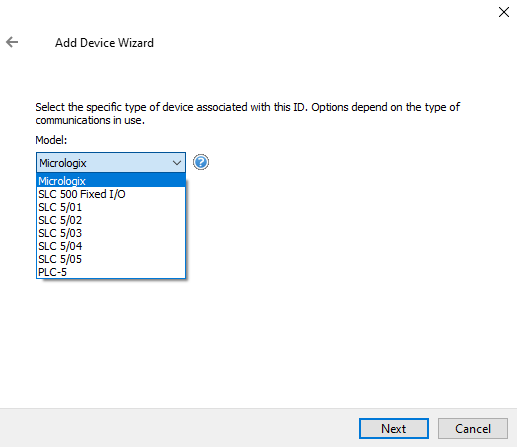 Screenshot AB DF1 Serial Device Models