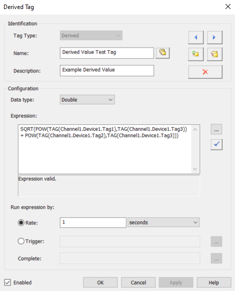 Screenshot Advanced Tags Derived Value Test Tag