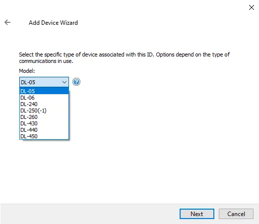 Screenshot AutomationDirect Suite ECOM Ethernet Device Models