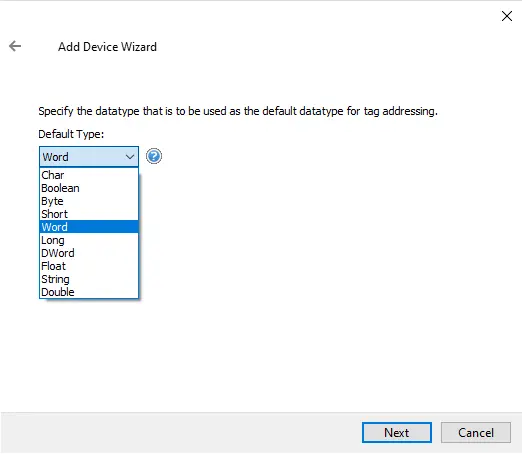 Screenshot Beckhoff TwinCAT Default Data Type