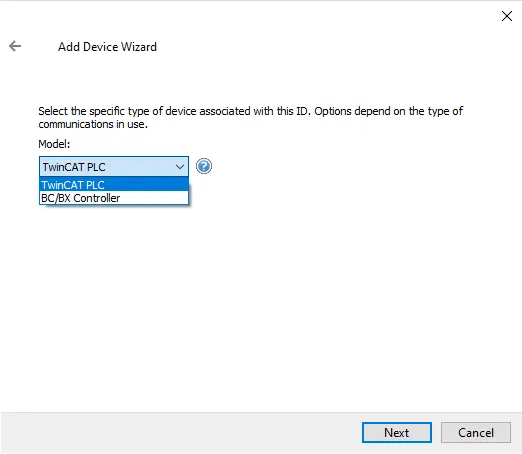 Screenshot Beckhoff TwinCAT Device Models