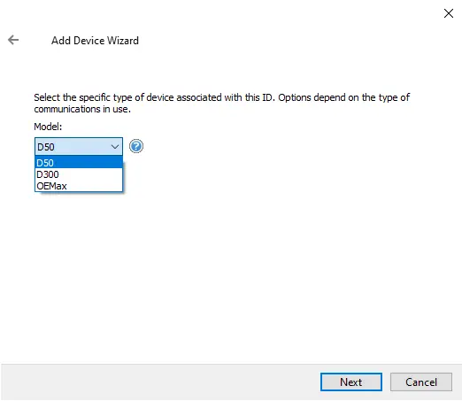 Screenshot Cutler Hammer D50 D300 Device Models