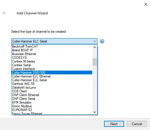 Screenshot Cutler Hammer Suite Driver List