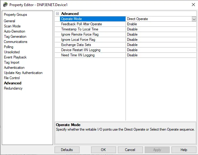 TOP Server DNP Suite Advanced Settings