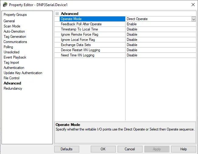 Screenshot DNP Suite DNP Serial Advanced