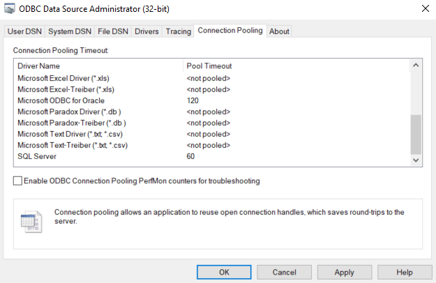 Screenshot DataLogger Plug-In Connection Pooling