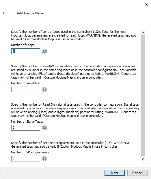 Screenshot Honeywell HC900 Ethernet Tag Generation Settings