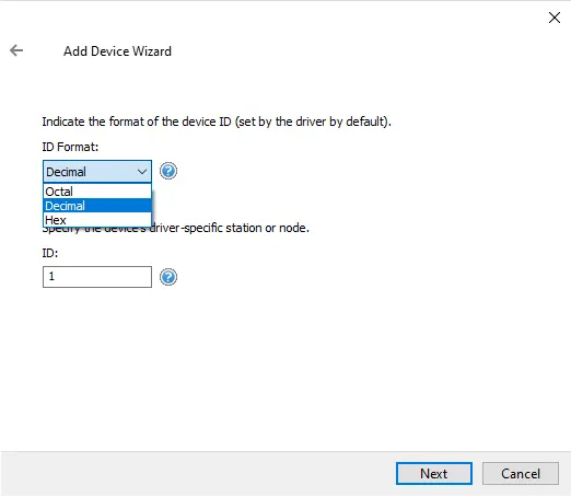 Screenshot Honeywell UDC Serial Device ID