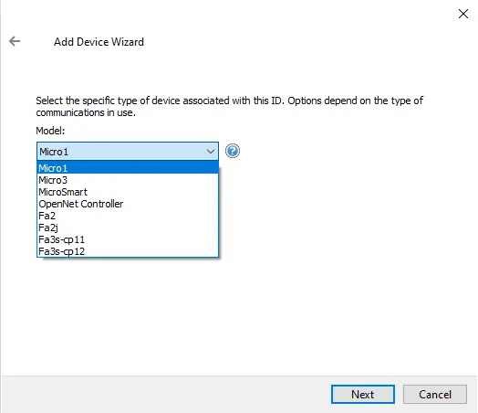 Screenshot IDEC Serial Device Models