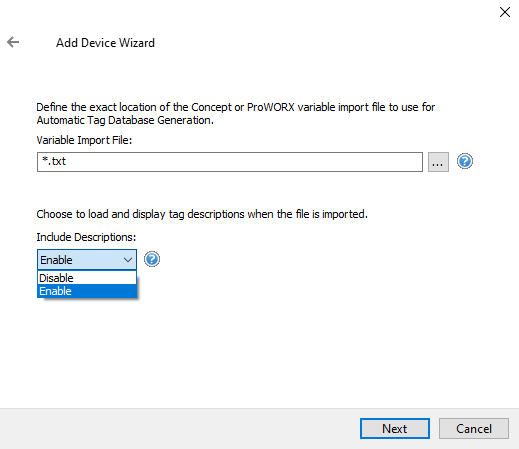 Screenshot Modbus ASCII Serial Tag Import File