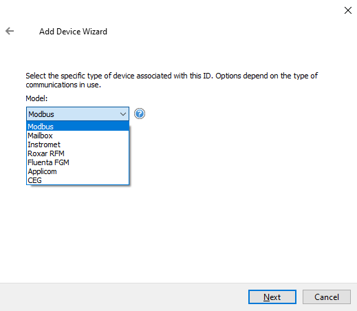 Screenshot Modbus Ethernet Device Models