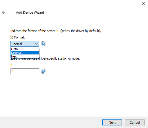 Screenshot Modbus RTU Serial Device ID