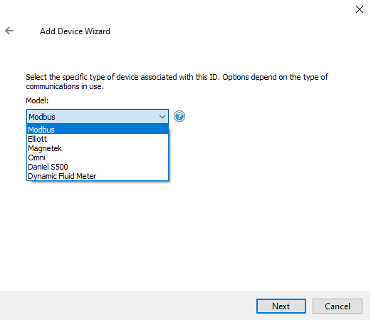 Screenshot Modbus RTU Serial Device Models