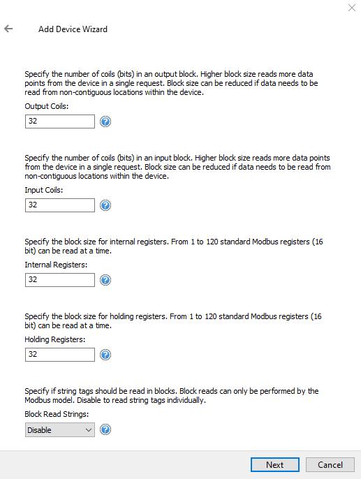 Screenshot Modbus Ethernet Coils Registers