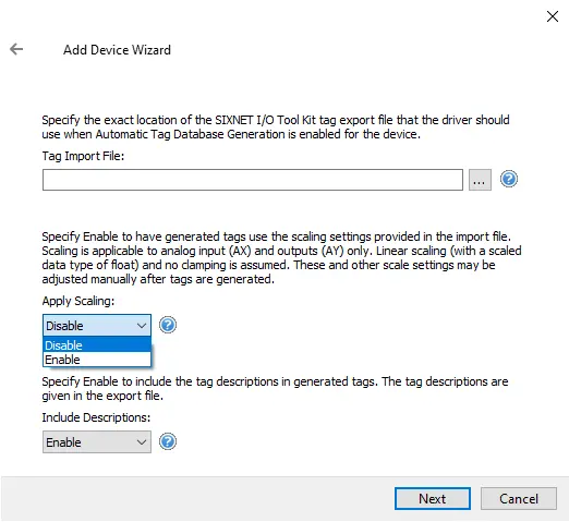 Screenshot SIXNET UDR Tag Import