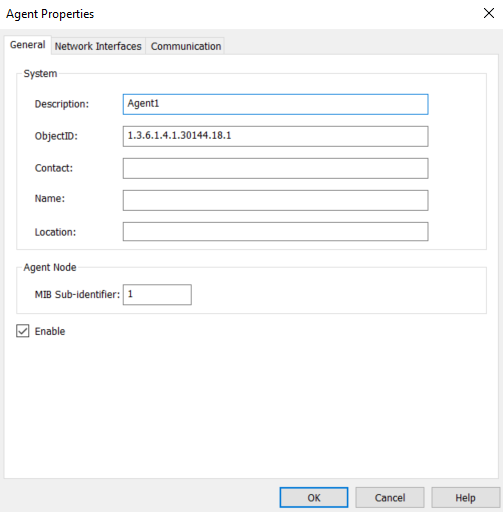 Screenshot SNMP Agent Configuration Object ID