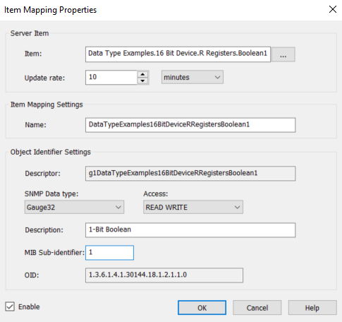 Screenshot SNMP Agent Item Mapping Properties