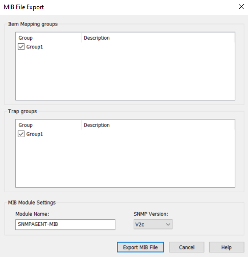 Screenshot SNMP Agent MIB File Export