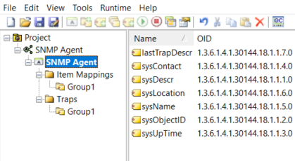 Screenshot SNMP Agent Project Configuration