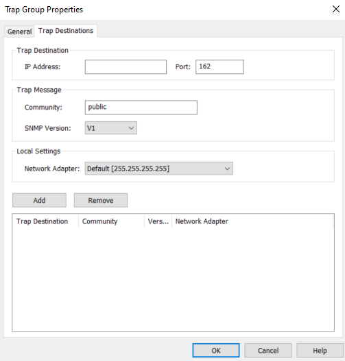 Screenshot SNMP Agent Trap Destinations