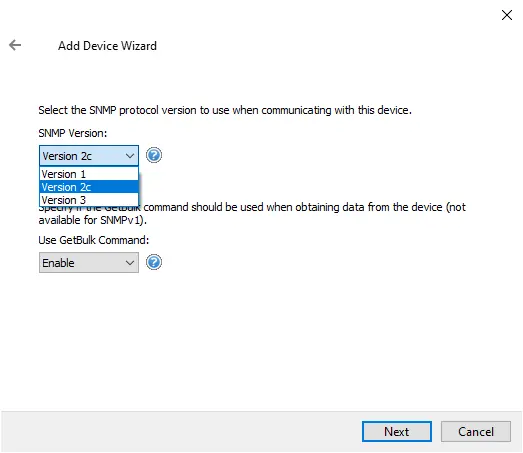 Screenshot SNMP Protocol Version