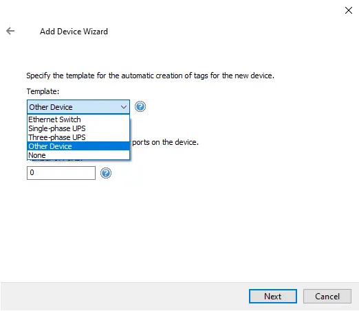 Screenshot SNMP Tag Generation Template