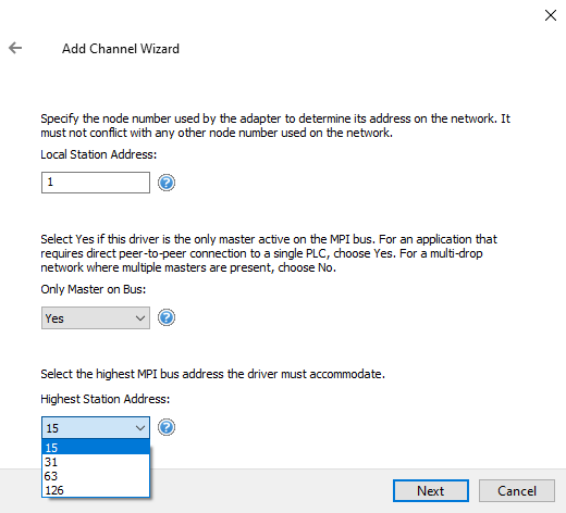 Screenshot Siemens S7 MPI Station Address