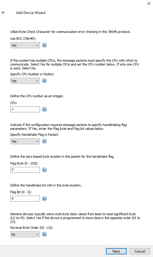 Screenshot Siemens 3964R Byte Checking