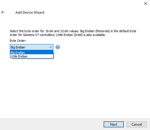 Screenshot Siemens Suite Byte Order