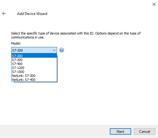 Screenshot Siemens Ethernet Device Models