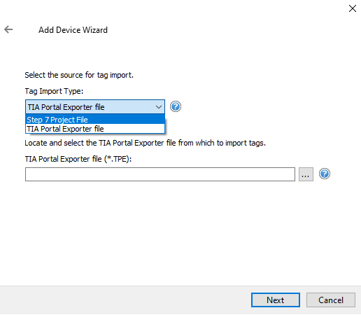 Screenshot Siemens Suite Tag Import Method