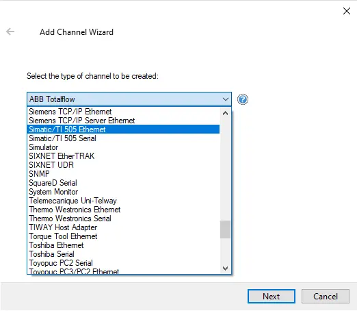 Screenshot Simatic Suite Driver List